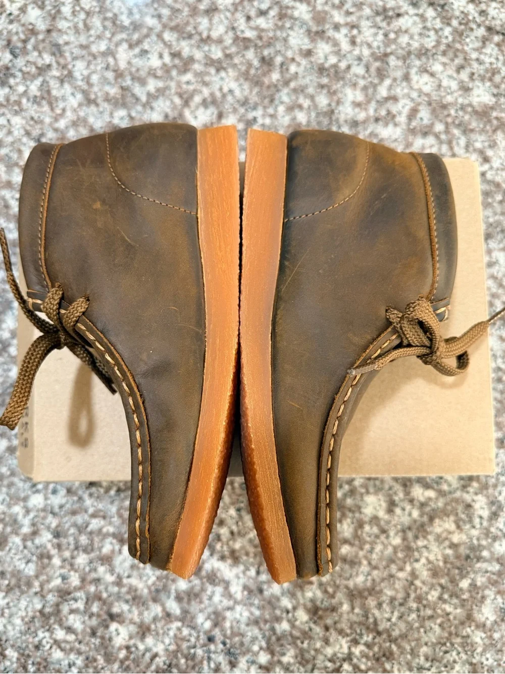 Kids Clarks Brown Leather Chukka Boots with Tan Soles